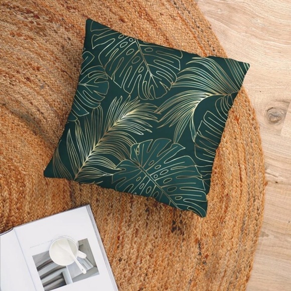 Pillow Cover, Green Tropical Leaves, Modern Contemporary Decor - Picture 6 of 6